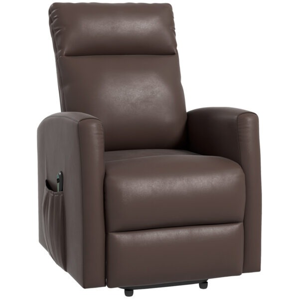 Power Lift Recliner Chair with Remote Control Side Pocket for Living Room Home Office Study Brown