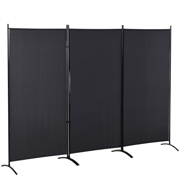 6' 3 Panel Room Divider, Double Hinged Folding Wall Divider, Indoor Privacy Screen for Home Office,  Charcoal Grey