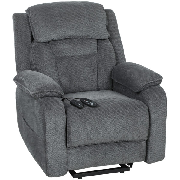 Power Recliner Chair with Massage, Electric Lift Chair for Elderly with Side Pockets, 2 Memory Positions, Remote, Grey