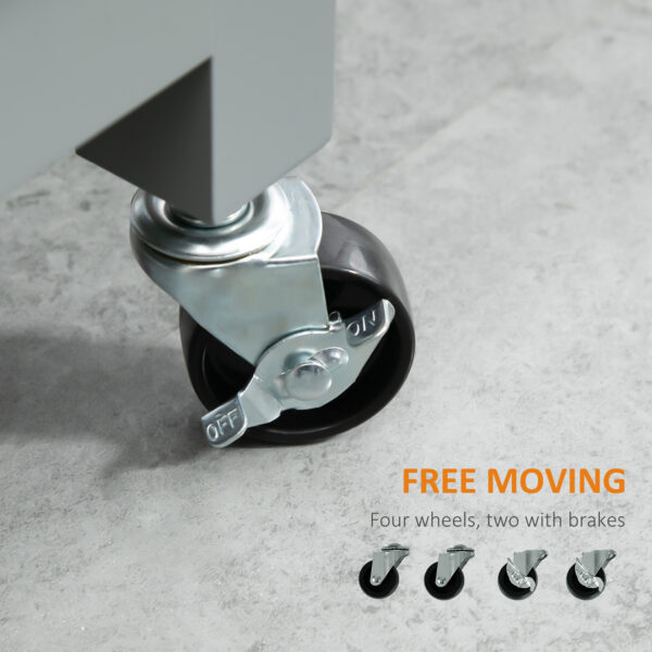 Kitchen Island, Compact Kitchen Cart on Wheels with Open Shelf & Storage Drawer for Dining Room, Kitchen, Grey