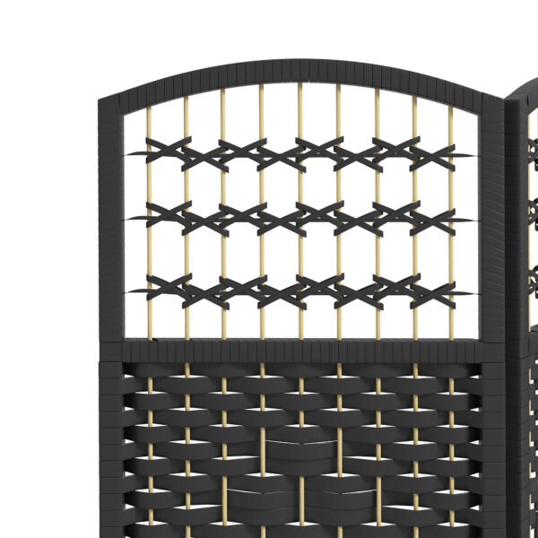 DOn65918a3b03f908.jpg 3 Panel Folding Room Divider, Portable Privacy Screen, Wave Fiber Room Partition for Home Office, Black