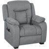 Massage Recliner Chair with Quiet Brushless Motor Pet-Friendly Fabric Power Recliner with 2 Memory Positions Grey