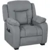 Massage Recliner Chair with Quiet Brushless Motor Pet-Friendly Fabric Power Recliner with 2 Memory Positions Grey