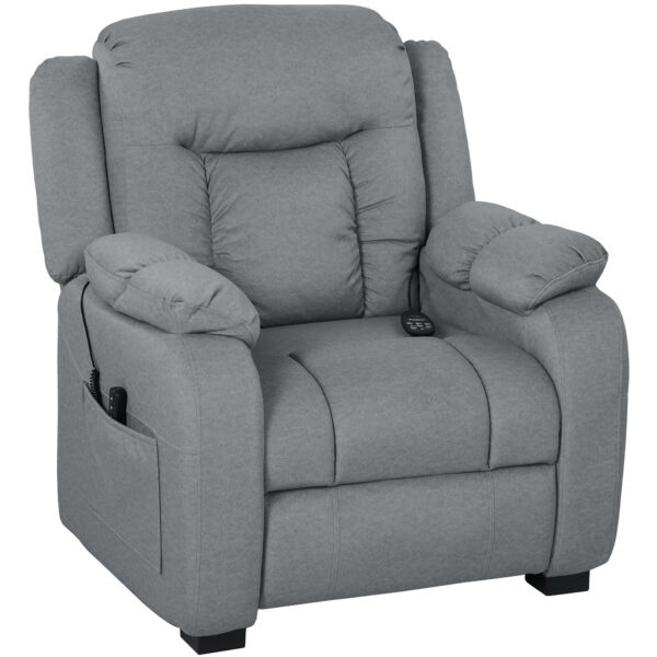 Massage Recliner Chair with Quiet Brushless Motor Pet-Friendly Fabric Power Recliner with 2 Memory Positions Grey