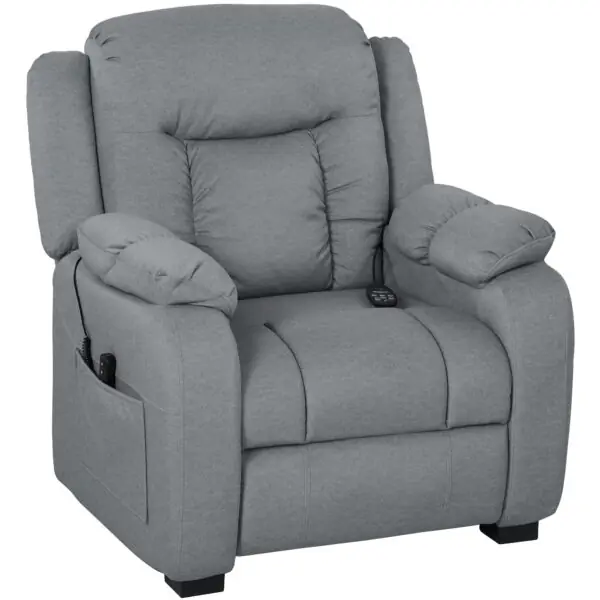 Massage Recliner Chair with Quiet Brushless Motor Pet-Friendly Fabric Power Recliner with 2 Memory Positions Grey