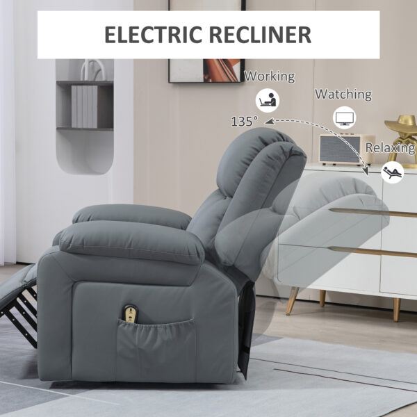 Lift Chair for Seniors, PU Leather Upholstered Electric Recliner Chair with Remote, Side Pockets, Quick Assembly, Grey