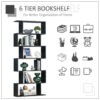 Wooden S Shape Bookcase 6 Shelves Storage Display Home Office Furniture