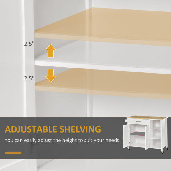 Wooden Rolling Kitchen Island on 360° Swivel Wheels Dining Cart with Drawer, Towel Rack for Kitchen, White
