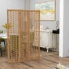 DqNfa819bd5650b54.jpg 3 Panel Room Divider, 5.6ft Tall Wood Folding Privacy Screens, Freestanding Partition Wall Dividers, Light Brown