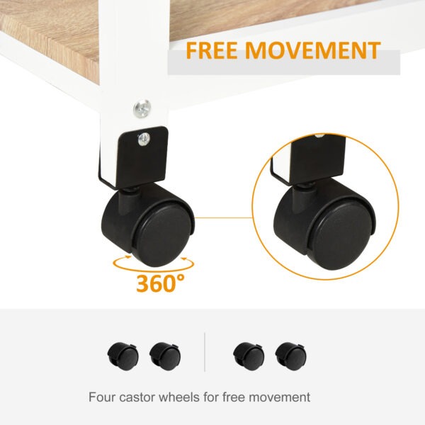 Bar Cart, 4-Tier Kitchen Cart with Removable Serving Tray, Kitchen Shelves on Wheels with Drawer for Dining Room, Living Room, White