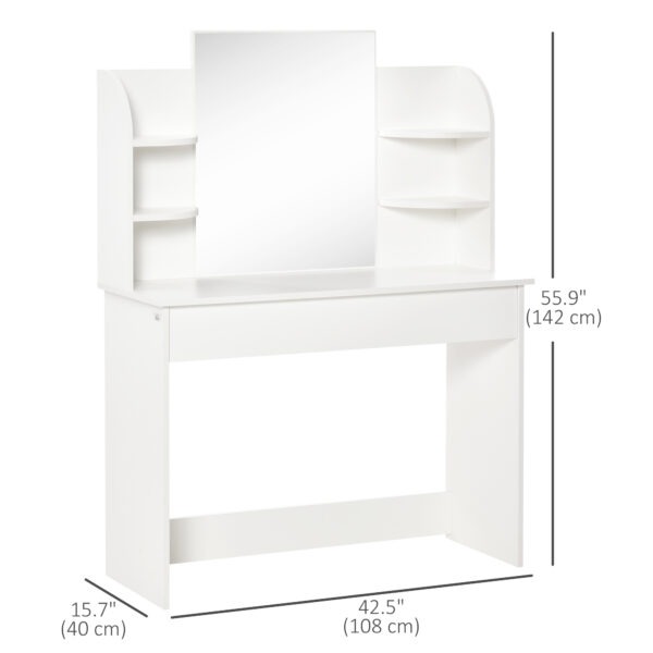 E5Ha6e1985963bdd6.jpg Vanity Table, Makeup Vanity with Open Shelves and Drawer, Dressing Table for Bedroom, White