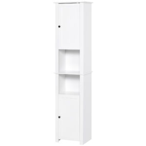 Tall Medicine Cabinet, Freestanding Bathroom Storage Cabinet with Shelves and 2 Cupboards, Bathroom Organizer, White