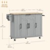 Modern Rolling Kitchen Island Cart with Drawers, Natural Wood Top, Towel Rack, Door Storage Cabinet, Grey