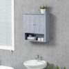 Bathroom Wall Cabinet, Medicine Cabinet, Over Toilet Storage Cabinet with Adjustable Shelf and 2 Doors for Hallway, Living Room, Gray