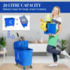 Compact Mop Bucket with Wringer, Mop Bucket on Wheels for Floor Cleaning, 5 Gallon, Separate Dirty and Clean Water, Blue