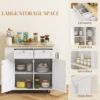 Kitchen Island with Power Outlet and Drop Leaf, Rolling Kitchen Cart with 2 Drawers and Adjustable Shelves, White