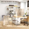FF562119491e47ad9.jpg 3 Panel Room Divider, Detachable Folding Privacy Screens with Palm Leaf Design for Home Office, Natural Wood Finish