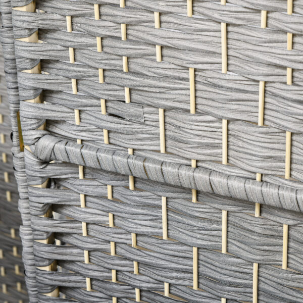 6 Ft Tall Folding Room Divider, 4 Panel Portable Privacy Screen, Hand-Woven Partition Wall Divider, Mixed Grey