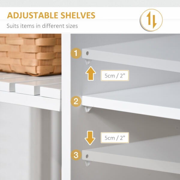 FORa8b19a289465d1.jpg Kitchen Cart on Wheels, Utility Storage Island with Rubber Wood Top, Towel Rack, Cabinets, Drawers, White