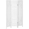 3 Panel Room Divider, 5.6 Ft Tall Portable Folding Privacy Screen, Wood Partition Wall Divider for Home Office, White