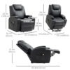 Power Lift Recliner Chair for Elderly, PU Leather Lift Chair with Footrest, Remote Control, Side Pockets and Cup Holders, Reclining Sofa for Living Room, Black