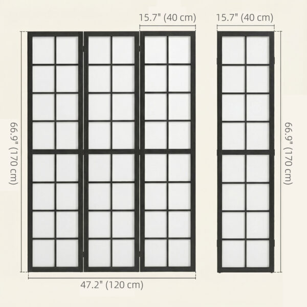 3 Panel Room Divider, 5.6 ft Folding Wall Divider Room Partition for Home Office, Bedroom, Black