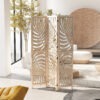 GLZ54d195d0c132a9.jpg 3 Panel Room Divider, Detachable Folding Privacy Screens with Palm Leaf Design for Home Office, Natural Wood Finish