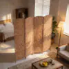 GS2c9819c4c9411d3.jpg 6ft Folding Room Divider, 4 Panel Wall Partition with Wooden Frame for Bedroom, Home Office, Natural