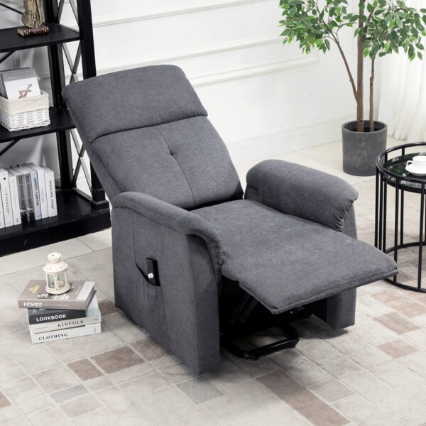 Power Lift Chair Electric Recliner Sofa for Elderly with Remote Control & Side Pocket for Living Room, Grey