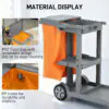 GsYa5a19b9e3d8e86.jpg Commercial Janitorial Cart with 3 Tier Shelves, Cleaning Cart with Rubbish Bag and Mop Mount for Hotel Restaurant, Grey