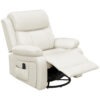 Leather Reclining Chair with Vibration Massage, Swivel Base, Rocking Function, Remote Control, Cream White