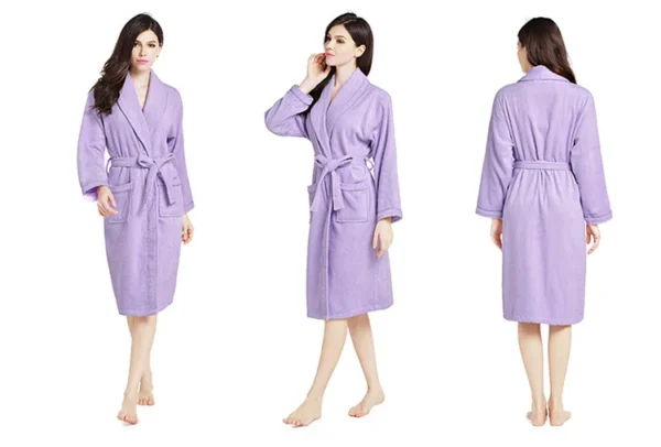 H2f70fae45ab34f3ba121792899b0eceaq.webp Unisex 100% Cotton Toweling Terry Bathrobe – Soft Pink Home & Spa Robe (L–XL)