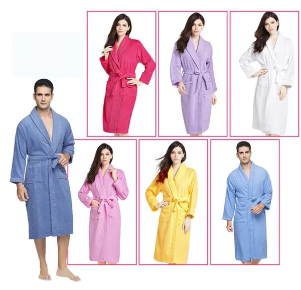 H376bb755e5e24e2180ca7f167e0d901bl.webp Unisex 100% Cotton Toweling Terry Bathrobe – Soft Pink Home & Spa Robe (L–XL)