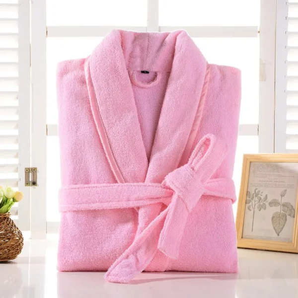 H3ddd57fb58c5466b8a5848b310a1e688r.webp 100% Cotton White Terry Fleece Long Bathrobe Winter Home Wear-Unisex