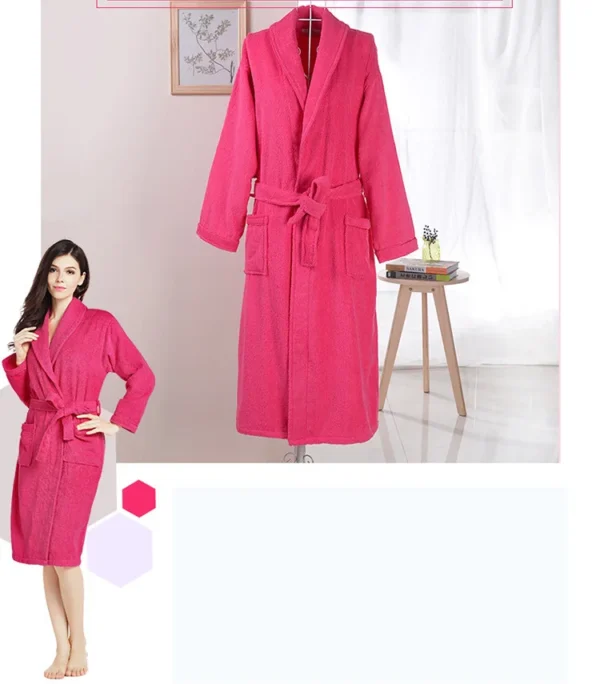H4a3020212b0d423d82ec928eb4804483L.webp Unisex 100% Cotton Toweling Terry Bathrobe – Soft Pink Home & Spa Robe (L–XL)
