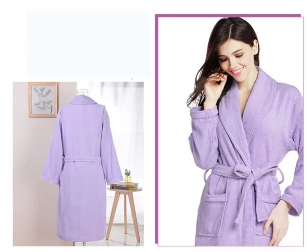 H570a742bcb51449ea9bb6d9ccf7f63ecq.webp Unisex 100% Cotton Toweling Terry Bathrobe – Soft Pink Home & Spa Robe (L–XL)