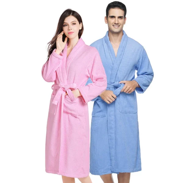 H632da05ed85b4d388a0dafb2b62108684.webp Unisex 100% Cotton Toweling Terry Bathrobe – Soft Pink Home & Spa Robe (L–XL)