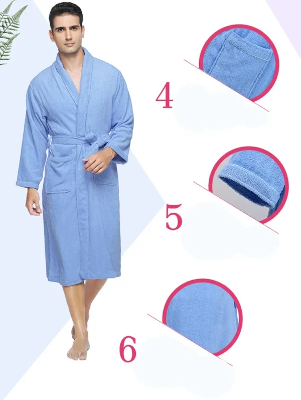 H6d01a90c47e24756a54b38a88ad0b378r.webp Unisex 100% Cotton Toweling Terry Bathrobe – Soft Pink Home & Spa Robe (L–XL)