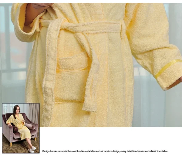 H7ae1d8d97b9c4e3083feee6f7d03c560R.webp 100% Cotton White Terry Fleece Long Bathrobe Winter Home Wear-Unisex