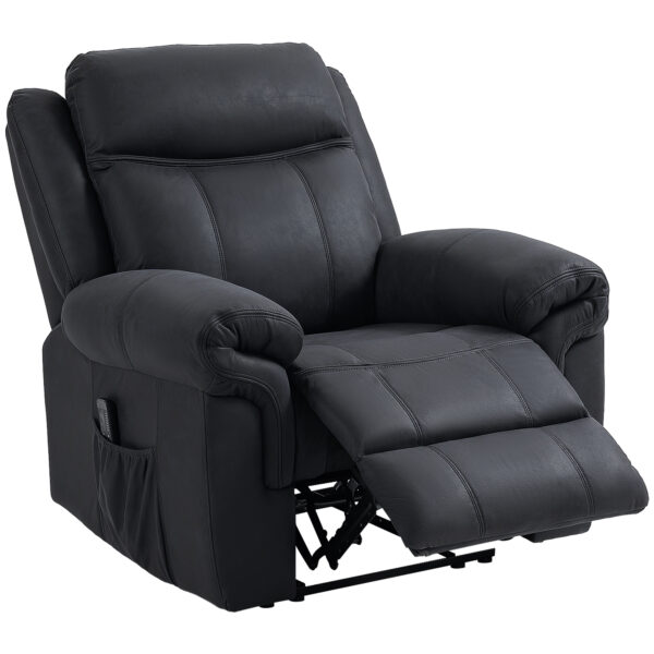 Manual Recliner Chair with Vibration Massage, Side Pockets, Microfibre Reclining Chair Nursing Chair for Living Room, Black