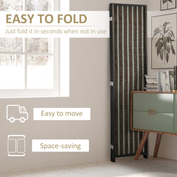 4 Panel Room Divider, 6 Ft Tall Indoor Portable Folding Privacy Screens, Bamboo Hand-Woven Freestanding Partition Wall Divider for Home Office, Brown