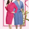 Hc3ec4735c58641eb9d27223ae605f2ddg.webp Unisex 100% Cotton Toweling Terry Bathrobe – Soft Pink Home & Spa Robe (L–XL)