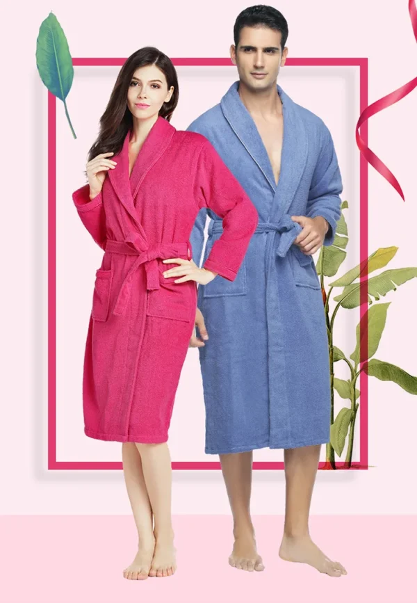 Hc3ec4735c58641eb9d27223ae605f2ddg.webp Unisex 100% Cotton Toweling Terry Bathrobe – Soft Pink Home & Spa Robe (L–XL)