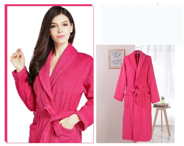 Home Bathrobe 100% Cotton pink Toweling Terry Robe Unisex lovers Soft Bath Robe Men And Women Nightrobe Sleepwear Casual  2024