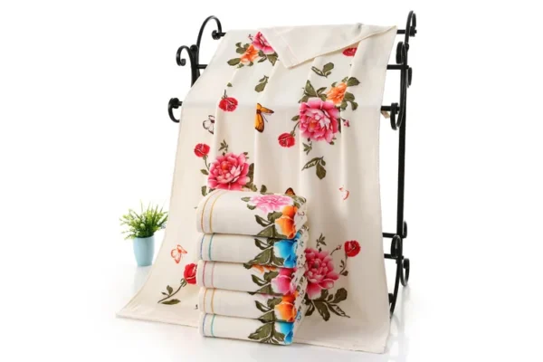 Hdbc4fe37e8504959b4428a23d5ffaab46.webp 2025 New Luxury 100% Cotton Towel with Bath Towels New Women Peony Beach Towel Bathroom Set for Family Guest Bathrooms Gym