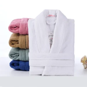 Hde9c2cd0f11c488bb052fa0af570956cp.webp Unisex 100% Cotton Toweling Terry Bathrobe – Soft Pink Home & Spa Robe (L–XL)