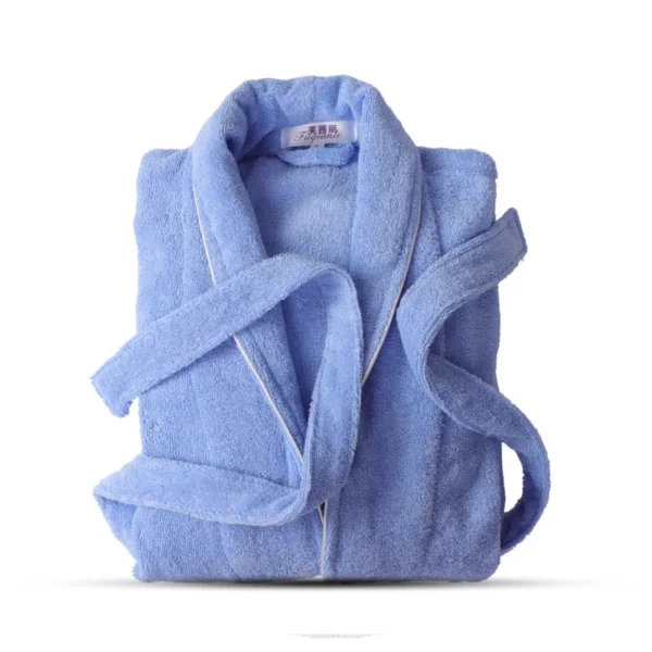 He9c59ccf0d574f019ad137d8ee18e561g.webp Fashion Robe Lovers Soft Bath Robe Nightrobe Sleepwear Male Casual Home Bathrobe Hotel Robe 100% Cotton Toweling Terry Robe