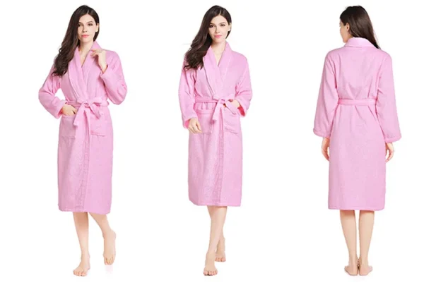 Home Bathrobe 100% Cotton pink Toweling Terry Robe Unisex lovers Soft Bath Robe Men And Women Nightrobe Sleepwear Casual  2024
