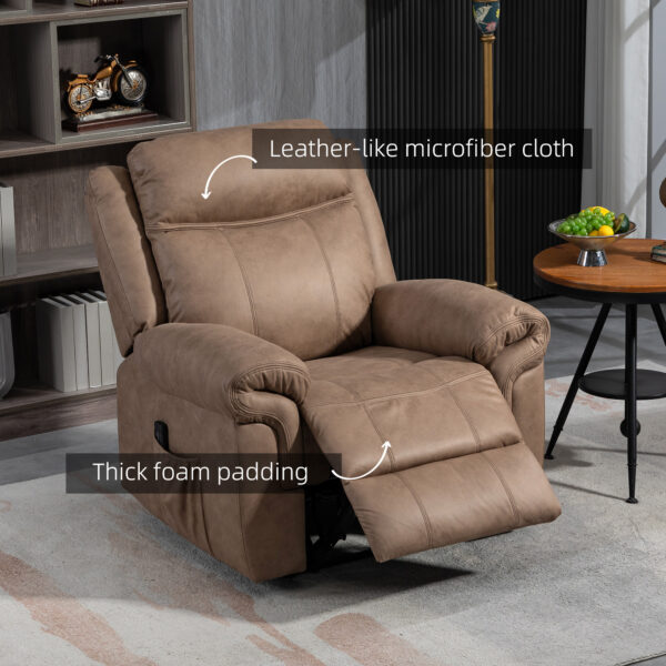 Manual Recliner Chair with Vibration Massage, Side Pockets, Microfibre Reclining Chair Nursing Chair for Living Room, Brown