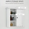 HkAa091887b0d3ebb.jpg Bathroom Wall Cabinet, Wall Mounted Medicine Cabinet with 3 Open Shelves and Storage Cupboard for Laundry Room, White
